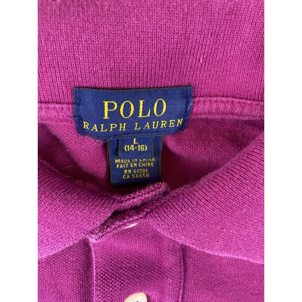 Polo Ralph Lauren long Sleeve polo Kids Girls Fuchsia Top L‎ (14-16)
